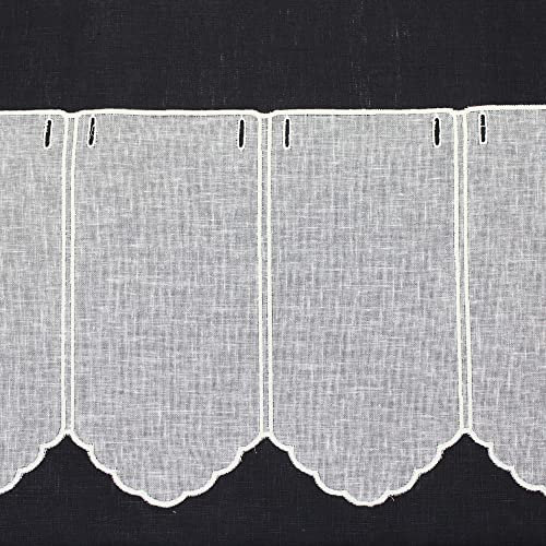 Mantovana a metraggio 100% lino bianca- Altezza 33cm - Vendita a moduli da 16cm - Con asole per bacchette