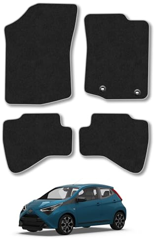 Fits Toyota Aygo (2014-2021) Carpet Car Floor Mats | Tailored Fit Carpet Floor Mats non Slip Full Coverage Compatible Accessory Front Rear Anti Slip Granulated Backing