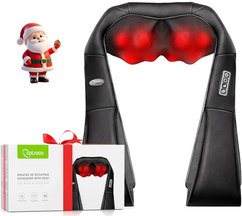 Nackenmassagegerät mit Heizfunktion - Elektrisches Shiatsu-Massagegerät, das perfekte Geschenk zur Linderung von Schulter- und Nackenschmerzen für Autofahrer im Home Office