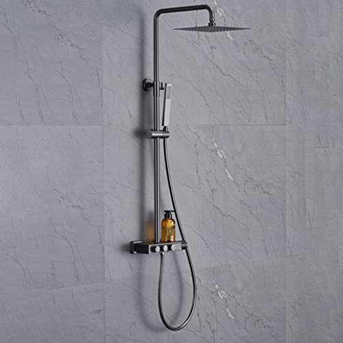 Set Doccia A Parete Pistola Miscelatore Deviatore Caldo E Freddo In Ottone Grigio Set Rubinetti Doccia Bagno Con Soffione A Pioggia Da 8 Pollici E Doccetta, Sistema Doccia Di Lusso,B Decoration
