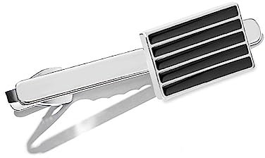 Epinki Krawattennadel Junge, Streifen Krawattennadel Personalisiert, Krawattenklammer Tie Clip Silber Schwarz für Herren zur Hochzeit, Verlobung, Valentinstag, Jahrestag
