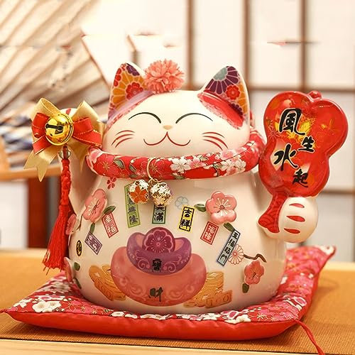 23 cm Maneki Neko Dekorative Keramik Katze Home Wohnzimmer Sparbehälter