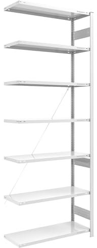 eurokraft | Steckregal | Bauart leicht | einseitig | HxBxT 3000 x 1000 x 500 mm | grau | Anbauregal