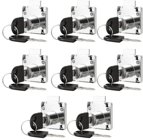 JMIATRY 8 Stück Möbelschloss 32mm, Schrankschloss mit Schlüssel, Schloss für Schrank, Kleiderschrank, Schreibtisch, Schubladen