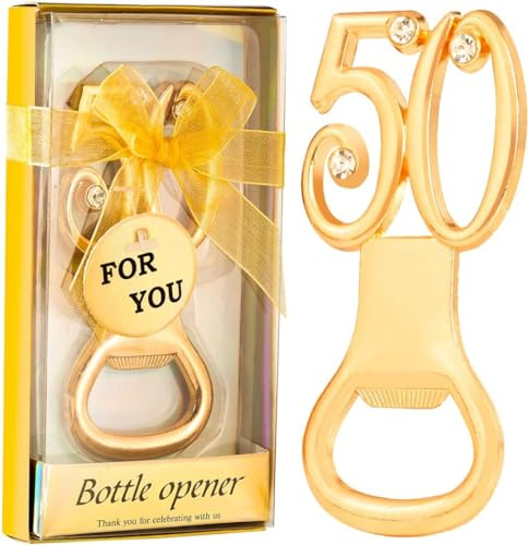 BFYDOAA 24 apribottiglie, regalo per feste di compleanno, 50° anniversario, bomboniere per ospiti, apribottiglie di birra per feste di compleanno, regalo, souvenir (24P 50)