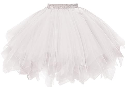 Gonna corta da balletto, sottogonna in tulle, sottogonna da donna, per carnevale, feste, Halloween, bianco, XS
