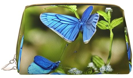 Sacs à cosmétiques imprimés de flamme indigo, petite trousse de maquillage en cuir pour sac à main, pochette cosmétique, pochette de toilette pour femme voyage, Papillons et fleurs, One Size