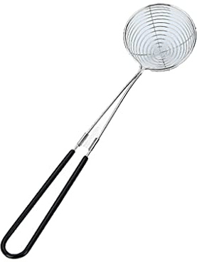 kesurpae Restaurante Fideos Espagueti Papas fritas Espumadera Cuchara Freír Colador de acero inoxidable Cuchara Mango antideslizante Accesorios de cocina, Negro, Pequeño