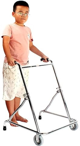 Deambulatore pieghevole con ruote, telaio da passeggio in alluminio leggero, deambulatore regolabile per bambini, supporto per la riabilitazione degli arti inferiori