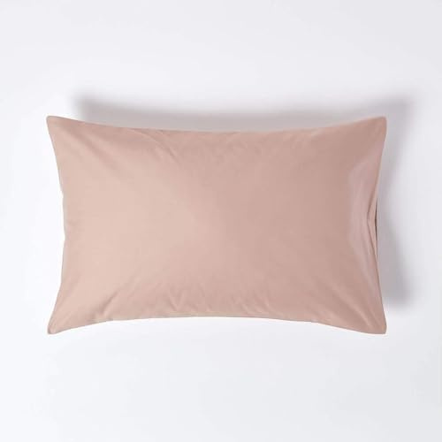 HOMESCAPES Lot de 2 taies d’Oreiller 50x75 cm, 100% Satin de Coton égyptien 1000 Fils, Coloris Beige Taupe