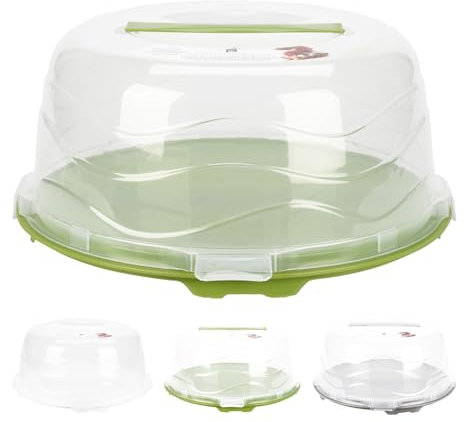 HAC24 Tortenbehälter Rund mit Deckel & Tragegriff 33 x 16 cm Kuchenbehälter Tortenhaube Kuchenbox Kuchenhaube