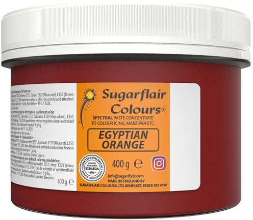 Sugarflair Spectral Egyptian Orange Food Colouring Paste, Highly Concentrated Food Colouring for Buttercream, Sugar Paste, Royal Icing, Cake Mixes and More! Vibrant Colour Food Dye - 400g