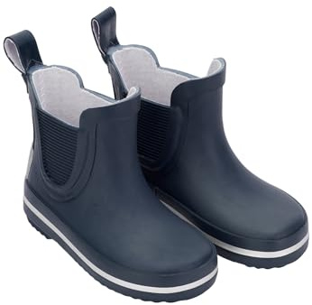 Mikk-line Kurze Gummistiefel Kinder 26 Blue Nights | Barfuß Gummistiefel Kinder | Wetterfeste Slip-On Regenstiefel | Knöchelhohe wasserdichte Outdoor-Schuhe mit rutschfester Sohle