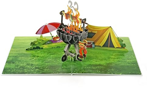 CUTPOPUP Barbecue-Grill - Geburtstagskarten für Männer, Geburtstagskarte Mann, Vatertag Karte, Geburtstags-Pop-Up-Karte, 3D-Grußkarte, Schönen Vatertag (BBQ Grill) US8-SD198DE