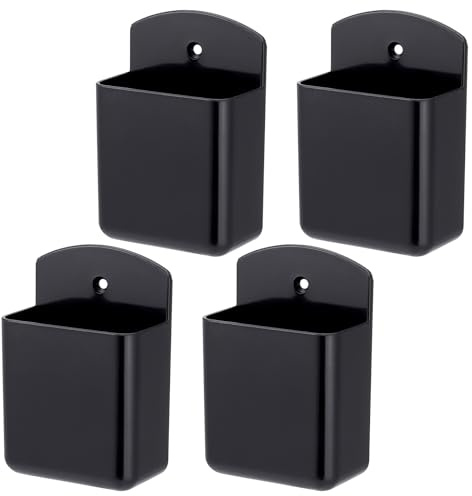 JIANTA Fernbedienung Halterung, Fernbedienung Aufbewahrung selbstklebend | Wandhalterung Fernbedienung Halter für Controller, Organizer Box für Wand, Stifthalter schwarz für Bürste, Stifte-4 Stück