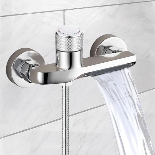 Thermostatic Shower Mixer Bar, Wall Mounted Shower Mixer Valve, Thermostatic Bath Shower Mixer Tap, Bath Mixer Taps with Shower, Anti Scald Tap, Hot Cold Water Constant Temperature for Bathroom