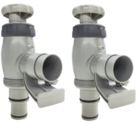 Lot de 2 valves à plunger pour piscine hors sol - Pièces de rechange avec valve marche/arrêt - Accessoire de piscine pour adaptateur de tuyau Intex et support de tuyau de piscine - Vanne d'arrêt pour