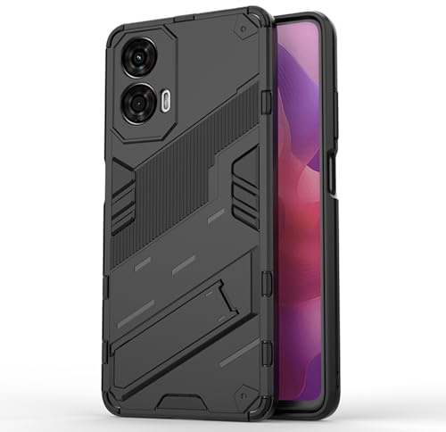 BORYA Funda para Motorola Moto G24 4G, Delgada Antigolpes Premium PC+TPU Carcasa, Anticaída Estuche con Soporte Invisible, Robusta Protección Grado Militar Caso, Negro