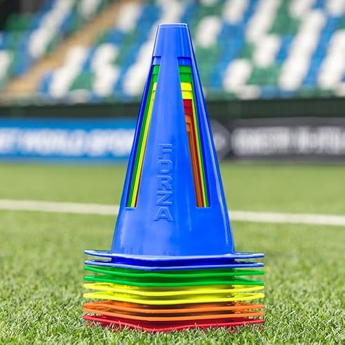 FORZA Flexi Cones [Pack of 10] | Ultra-Durable Training Cones to Enhance and Diversify Training Sessions Across Multiple Sports - Available in 9 Vibrant Colour Options (Multi)