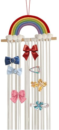 Haarklammer-Aufbewahrungshalter, Wandhalterung, Haarspangenaufbewahrung, Regenbogen-Design, Schleifen-Organizer für Mädchen, Haarklammer-Organizer und Clip-Halter, Mehrzweck-Aufbewahrung für