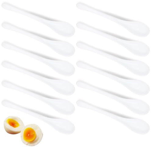 XPEX 12 Stück Eierlöffel Kunststoff Auch geeignet als Eislöffel, pPastik löffel Latte Macchiato Löffel Lange Plastiklöffel Wiederverwendbar Servierlöffel, Teelöffel, Kaffeelöffel,müslilöffel