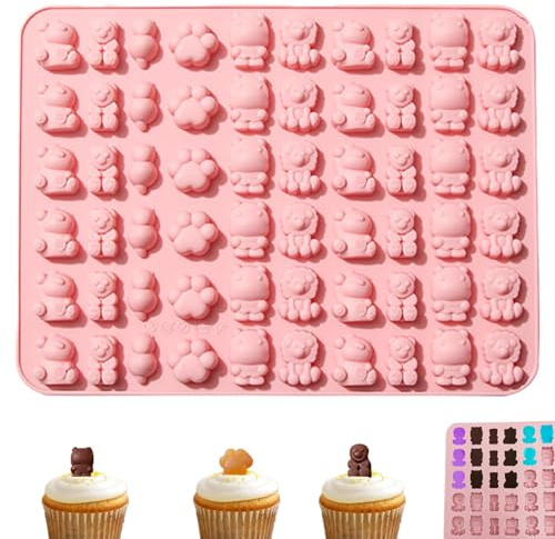 1 Set Stampo per Orsi Gommosi Rosa, Fai da Te Orsi Gommosi, 60 Stampi in Silicone per Dolci, Stampo per Cioccolato, Stampi in Silicone per Dolci, per la Preparazione, Caramelle, Gelatina, Cioccolato