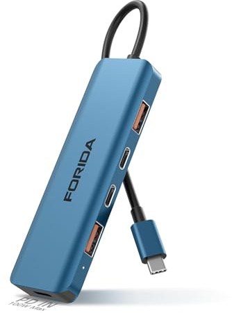 FORIDA USB C Hub, 10 Gbps USB C Splitter für Laptop, 2 Type C 3.1 und 2 USB A 3.2 Datenanschlüsse, 100 W Power Charging, für MacBook Air/Pro, Surface Pro, XPS, PC, iPhone 15 (Blue)