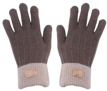 ZJPJMXNN Winterhandschuhe Damen Warme Dicke Strickhandschuhe Winter -Touchscreen -Handschuhe-braun