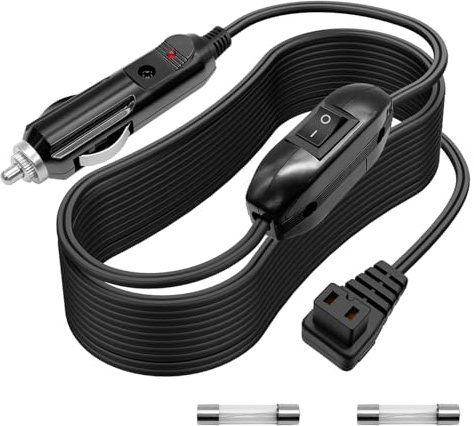 Hoembpn 2m Car Refrigerator Power Cord 16AWG with Switch and 15A Fuse,DC Power Cord Cable 12v/24v for Portable Car Fridge Freezer Cooler Cigarette Lighter Plug Adapter Extension Cord Lead