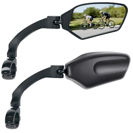 Verstellbarer Lenker-Fahrradspiegel, bruchsichere HD-Glasscheibe, Universal Fit Fahrradspiegel, 360 ° drehbar, kompatibel mit Mountainbikes, E-Bikes, Rennrädern (1 Paar)