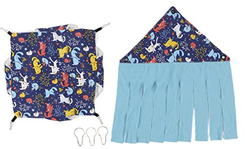 REXVTNS Guinea Pig Hammock & Hideout | Soft Plush Hanging Bed for Hamsters/Chinchillas/Rabbits | 30x30cm Cozy Cage Accessory with 3 Metal Hooks