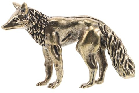 Cabilock Vintage Fuchsfigur aus Messing, Kleine Dekofigur für Tisch | Goldfarben, Antik und Abstrakt Gestaltet, Sammlerfigur für Feiertage und Arbeitsplatz