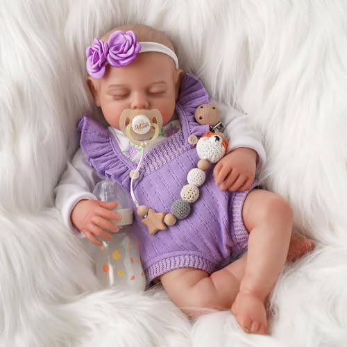 JIZHI Lebensechte Reborn-Babypuppen 20 Zoll Realistische Neugeborene Mädchen echte Babypuppe mit Weichem Stoffkörper, schlafendes süßes Mädchengeschenk mit Zubehör für Kinder ab 3 Jahren