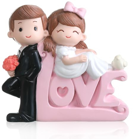 Brautpaar Figuren Torte,Tortenfigur Hochzeitstorte,Süße Cartoon-Paare Action-Figur,Brautpaar Figuren Torte Hochzeitsdekoration,Tortendekoration Hochzeitspaar für Hochzeit,Büro,Party