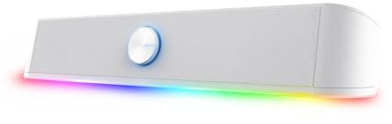 GXTrust 1619W Rhox Soundbar PC Illuminata RGB, 12W Casse PC Stereo Speaker con Illuminazione Regolabile, Alimentazione USB, Jack 3.5 mm, Altoparlanti per Computer Laptop TV, Bianco