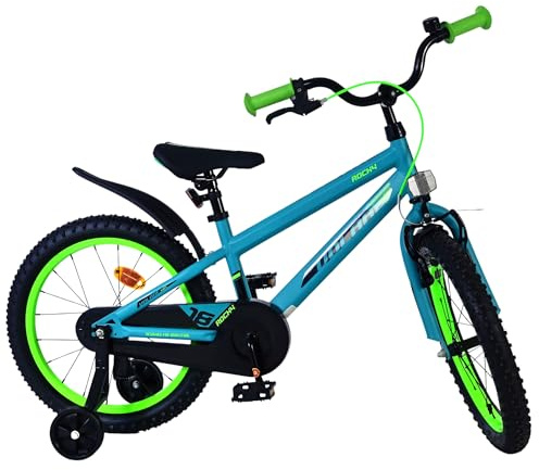 Volare Rocky Kinderrad Jungen, 12-14-16-18 Zoll, 3-7 Jahre | Handbremse & Rücktrittbremse, Abnehmbare Stützräder, Kettenschutz, Reflektoren, Verstellbarer Sattel, Klingel