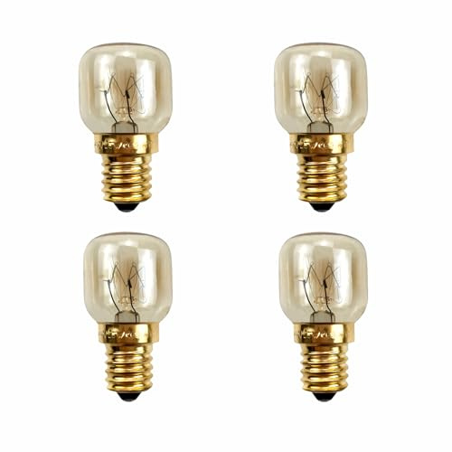 Maple Plentiful 4 Pezzi Lampadina per Lampada Di Sale, Lampada Da Forno E14 25w, Resiste a 300 Gradi, Dimmerabile, Per Lampadas Di Sale, Forno, Frigo, Microonde, Macchine per Cucire