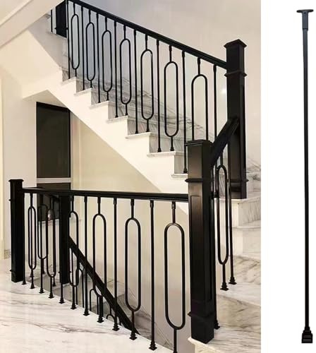 Axe de balustrade en métal d'intérieur – Balustrade en verre de 95 cm pour escalier et terrasse – Poteaux avec chaussures et vis (style 1 pièce) – Sécurité et élégance combinées