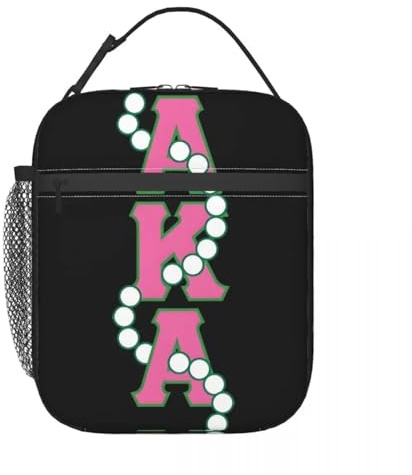 TFDGDGH Custom AKA Sorority Insulated Lunch Bag for Work School Food Pink and Green Resuable Thermal Cooler Bento Box Women Children
