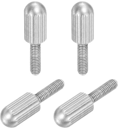 sourcing map 4 Pcs Small Knurled Thumb Screws, M3 x 10mm 304 Stainless Steel Male Flat Head Thread Knurled Thumbscrews Bolts Fasteners for Lighting Household, Electronic, Machine (Silver)
