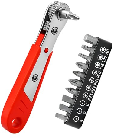 Right Angle Phillips Magnetic Screwdriver with Reversible Mini Ratchet, High-Torque 90 Degree Screwdriver Set, Compact Offset Screwdriver for Tight Spaces,for Home, Auto & Machinery Repair