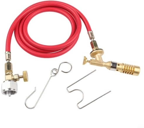 Propanbrenner mit 150 cm Schlauch für MAPP MAP Pro Gas-Messing-Lötbrenner mit einstellbarer Flamme, kompatibel mit Mapp-Tanks, maximale Temperatur von 1300 °C für Sanitär, Schweißen
