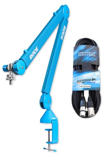 Rode PSA1+ Plus Tisch-Mikrofonarm Gelenkarm Blau mit keepdrum XLR Kabel