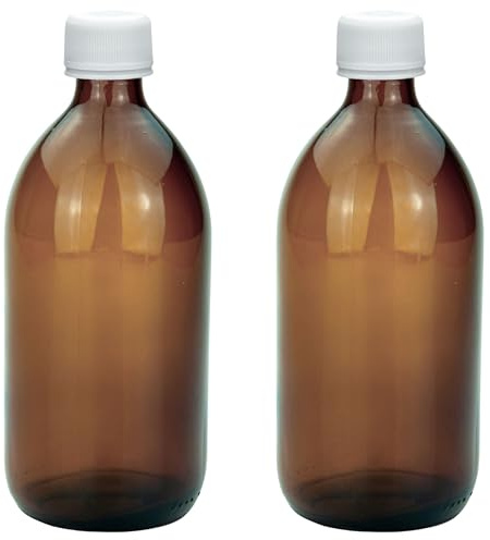Devitre 2 botellas de cristal de 500 ml, color marrón, incluye etiquetas