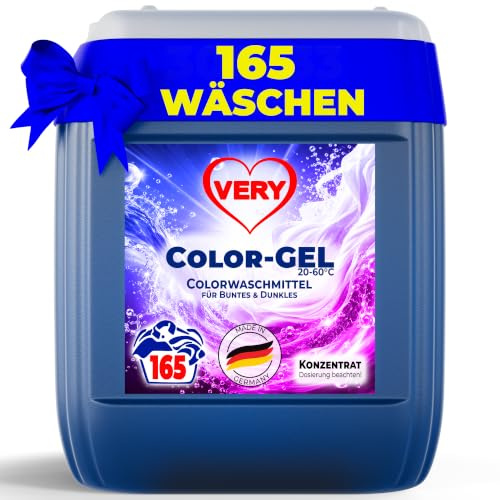 VERY® Color Waschmittel Flüssig Gel [4.95L KANISTER] - Flüssigwaschmittel für Bunte, Dunkle & Schwarze Wäsche - Buntwaschmittel XXL mit Frischeduft - Vollwaschmittel - Colorwaschmittel (20-60°C)