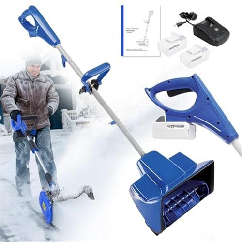 Soplador de nieve eléctrico, diseño sin escobillas de alta potencia, 24 V 4.0 Ah para una limpieza eficiente del hogar y la propiedad, lanzador de nieve ligero empujado a mano