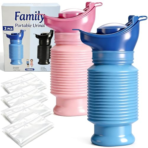 Topcloud Portable Urinal 750ML, Shrinkable Leak-Proof Unisex Emergency Urinal, Reusable Travel Urinal for Adults Elderly & All Family Users, Car Camping Traffic Jams Hiking Bedside Care