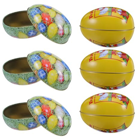 Healeved Lot de 6 Boîtes à Bonbons Décoratives D'œuf en Tôle, Réutilisables Ouverture Facile, pour Fêtes de Pâques la Maison