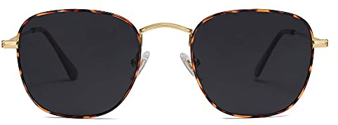 SOJOS Small Square Polarized Sunglasses for Women Men Classic Vintage Retro Style SJ1143 with Gold Demi/Grey