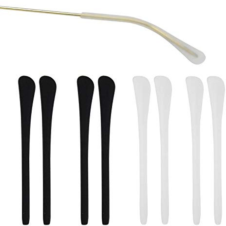 Silikon Überzüge 4 Paare Silikon Antirutsch Überzüge Rutschfest Sanft Antirutsch Brillenbügel Reparatur Ersatzteile Brillenersatzzubehör für Metall Dünne Sonnenbrillen Brillenbeine (Schwarz und weiß)